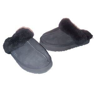 UGG Australia Women’s Disquette Slippers – Size 10, Black – Cozy Shearling Comfo